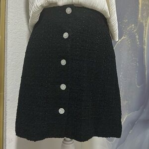Express tweed skirt with rhinestone buttons